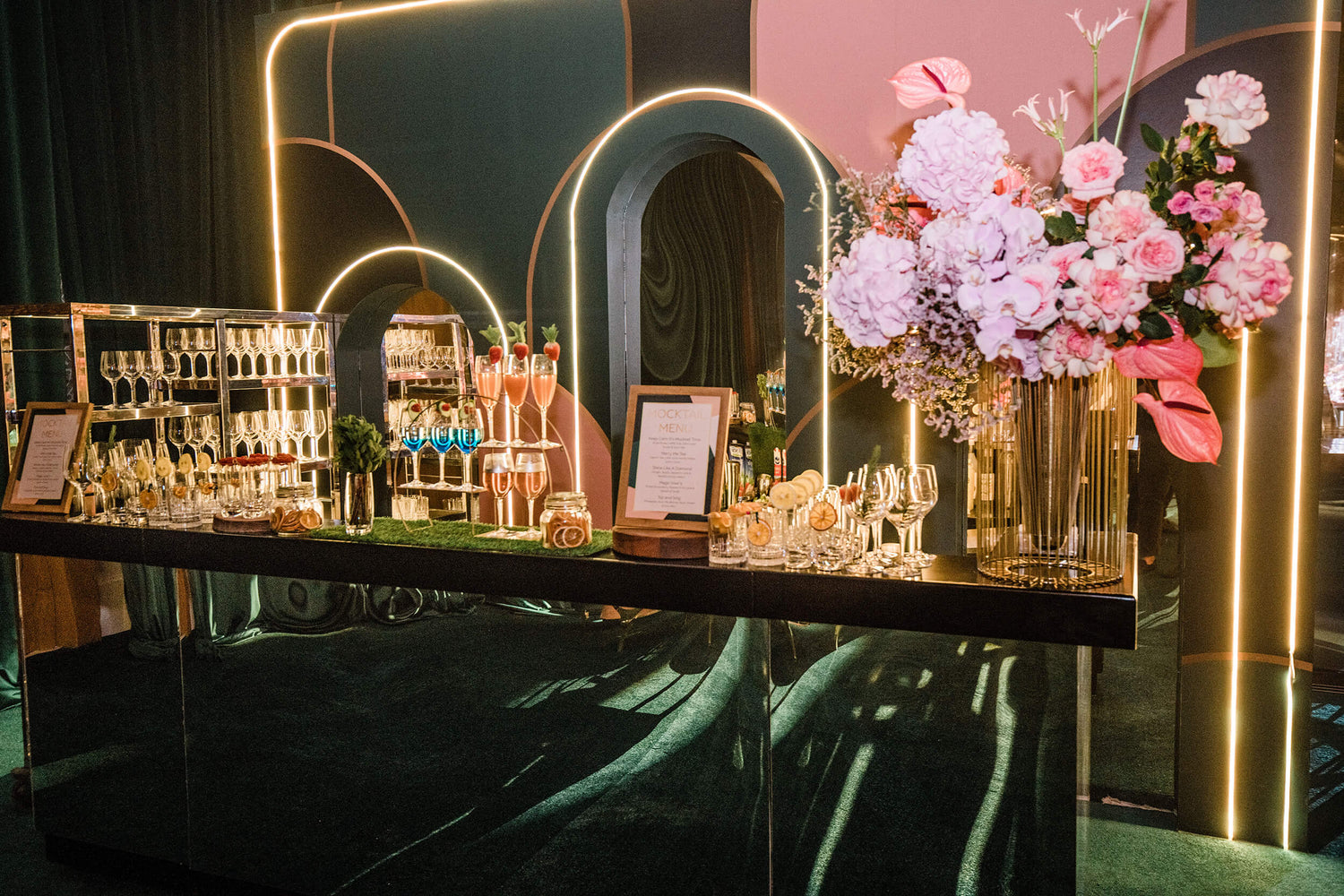 Luxury curated bar setup